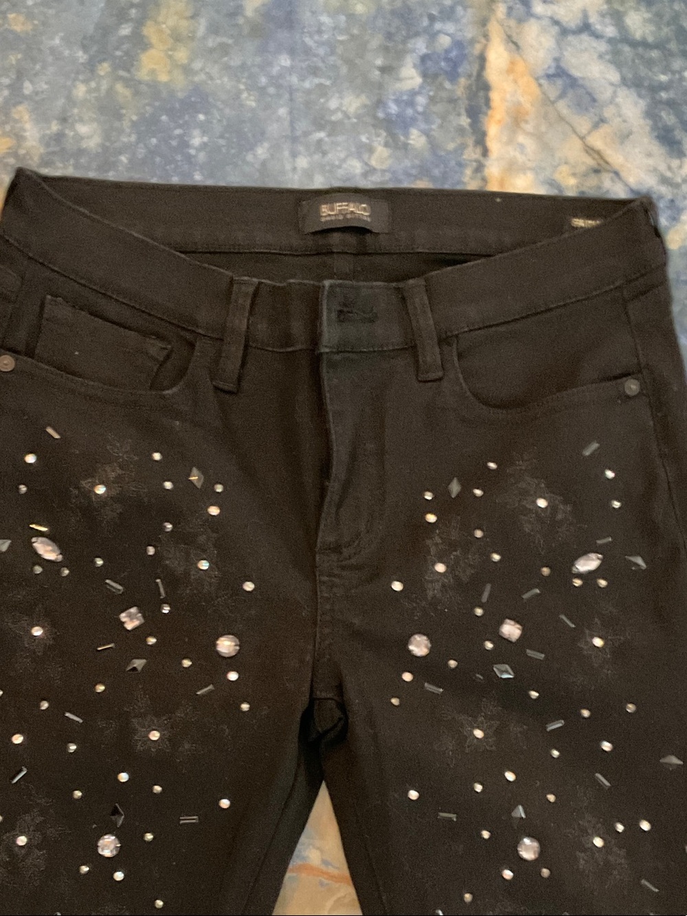 Buffalo David Bitton Black Skinny Jeans with Crystal Embellishments